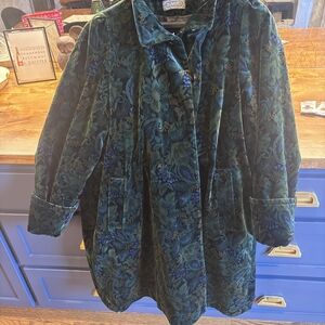 Women's Green and Blue Floral Coat